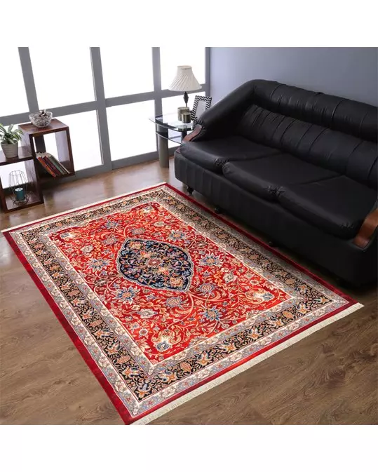 سجادة تقليدية مصنوعة آليًا، تصميم MS25CS0130، أحمر، 1000 مشط