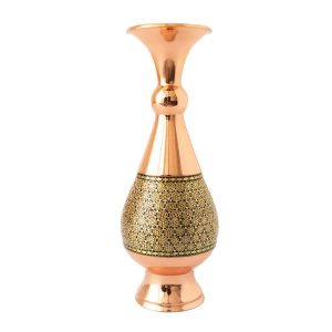مزهرية نحاسية مفردة مرصعة  – أصفهان